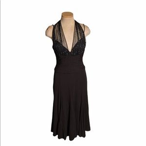 Badgley Mischka Chiffon Halter Midi Dress Size 6